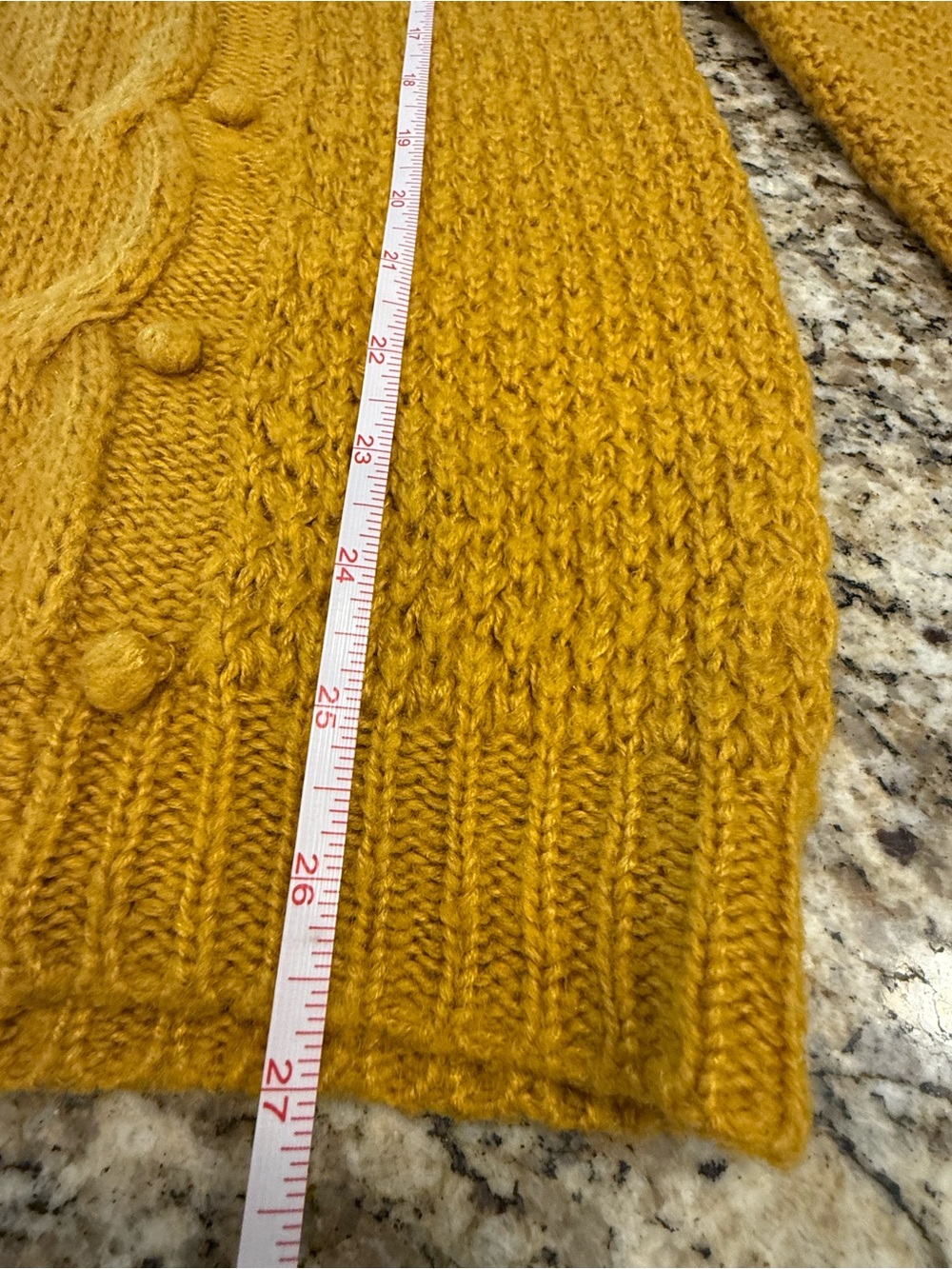 Pins and Needles mustard yellow cable knit pom pom sweater SM - Picture 10 of 13